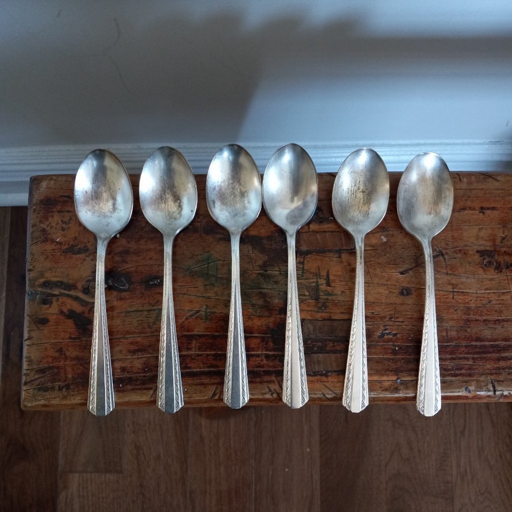 Vintage American Silver Co. Silverplate Soup Spoons Camelot Harvest Set of 6